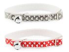 Ancol Reflective Gloss Heart Cat Collar with Elastic and Bell - Red or Silver