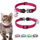 Nylon Reflective Dog Kitten Cat Breakaway Collar Name Engraved Tag Quick Release