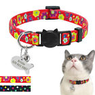 Personalized Cat Collar with Bell Safety Breakaway Dog Collar Necklace Name Tag