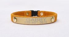 Personalized Leather Cat Collar Breakaway Buckle Engraved Name Custom Gold Plate