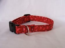 Valentines Day Collar Red w/ Pink Hearts CUSTOM MADE Adjustable Dog/Pet/Cat