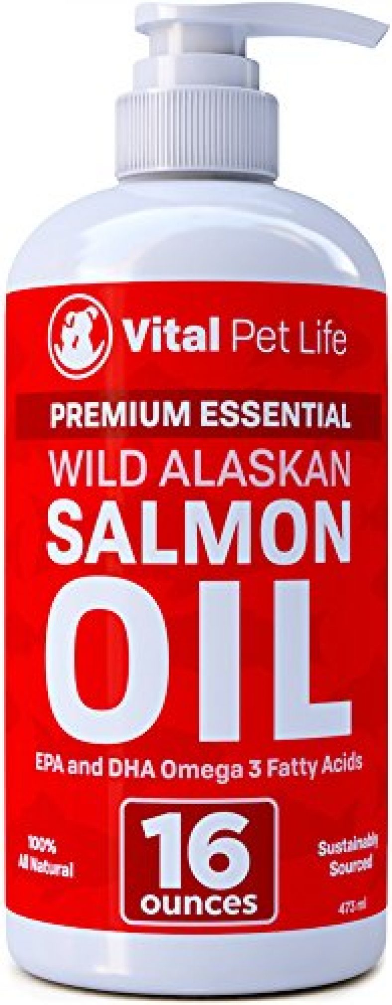 Salmon Oil for Dogs, Cats, and Horses, Fish Oil Omega 3 Food Supplement