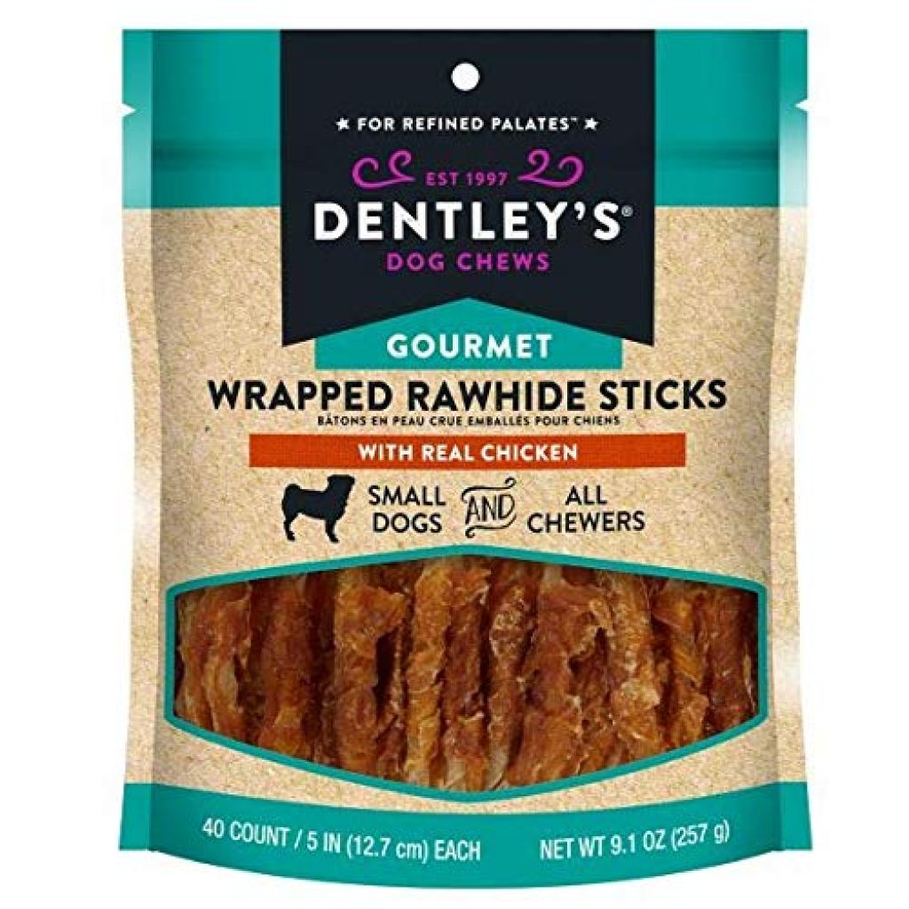 Dentley's Gourmet Wrapped Rawhide Sticks Dog Treats - Chicken 40 Count ...
