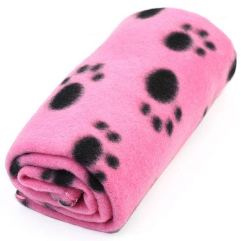Dog Cat Paw Printed Fleece Cozy Couture Blanket Mat Lovely Design Wholesale Large