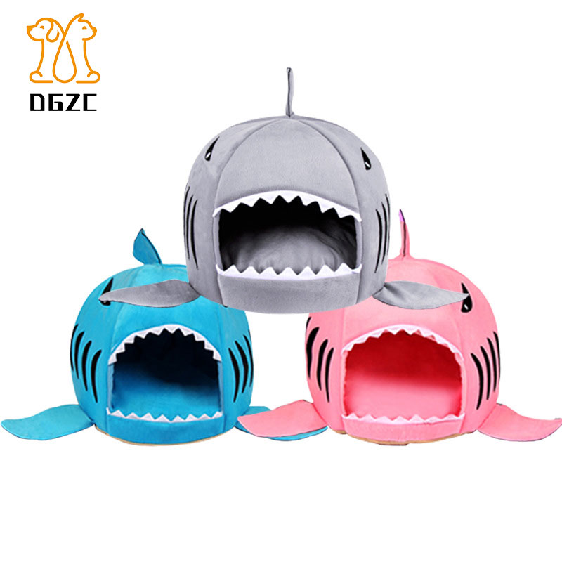 Shark Pet House Washable Dog Cave Bed with Removable Cushion and Waterproof Bottom for Small Pet up to 10 Pounds Dropshipping