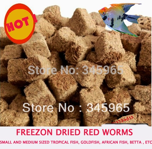 Free shipping red cotton filarial worms dry red worms Ranchu goldfish small fish Oscar fish feed food 100g