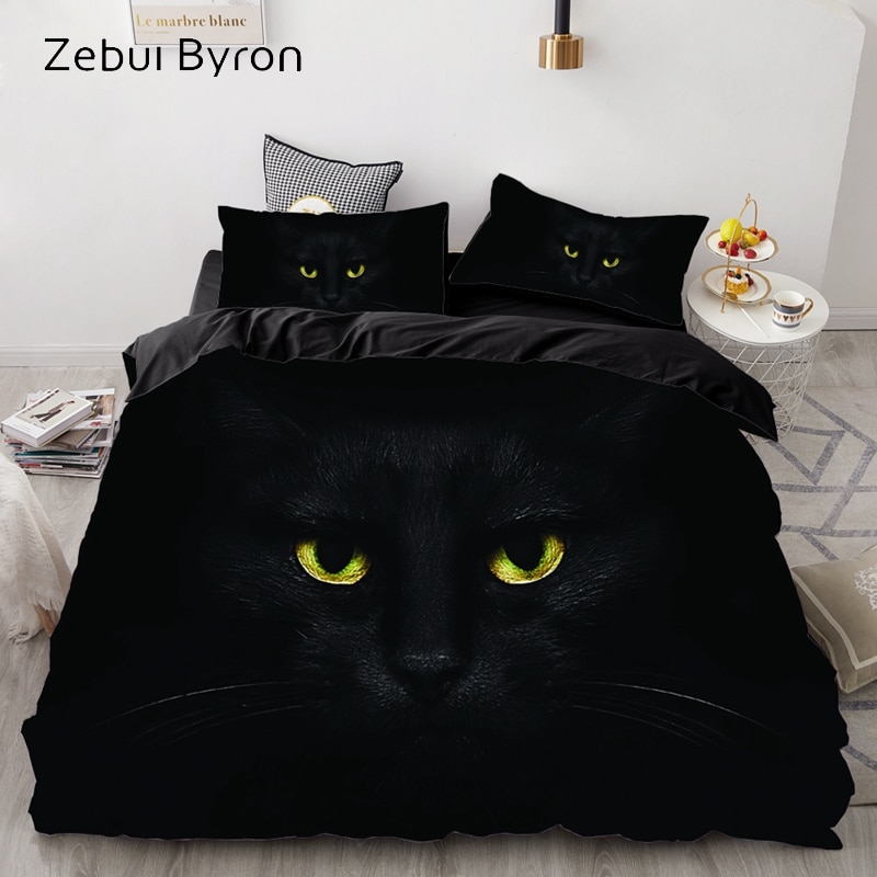 3D luxury Bedding Set Custom/King/Europe/USA,Duvet Cover Set,Quilt/Blanket Cover Set,Bed set Animal Black cat eyes,drop ship