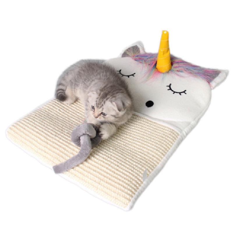Cat Unicorn Mat Grinding Claw Care Sofa Cat Supplies Toy Bite Natural Material Sisal Unicorn Scratcher Board Cat Cute Bed