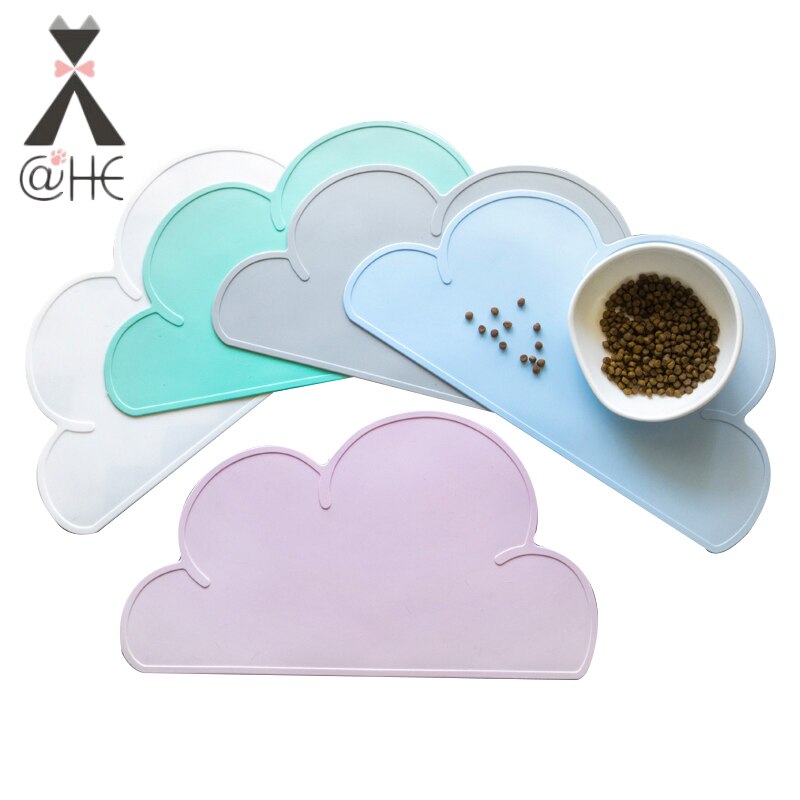 @HE Cute Silicone Cloud Pet Feeding Mat Waterproof Dog Cat Food Pad Mats Dogs Cats Feeder Dish Placemat Pets Feeding Cleaning