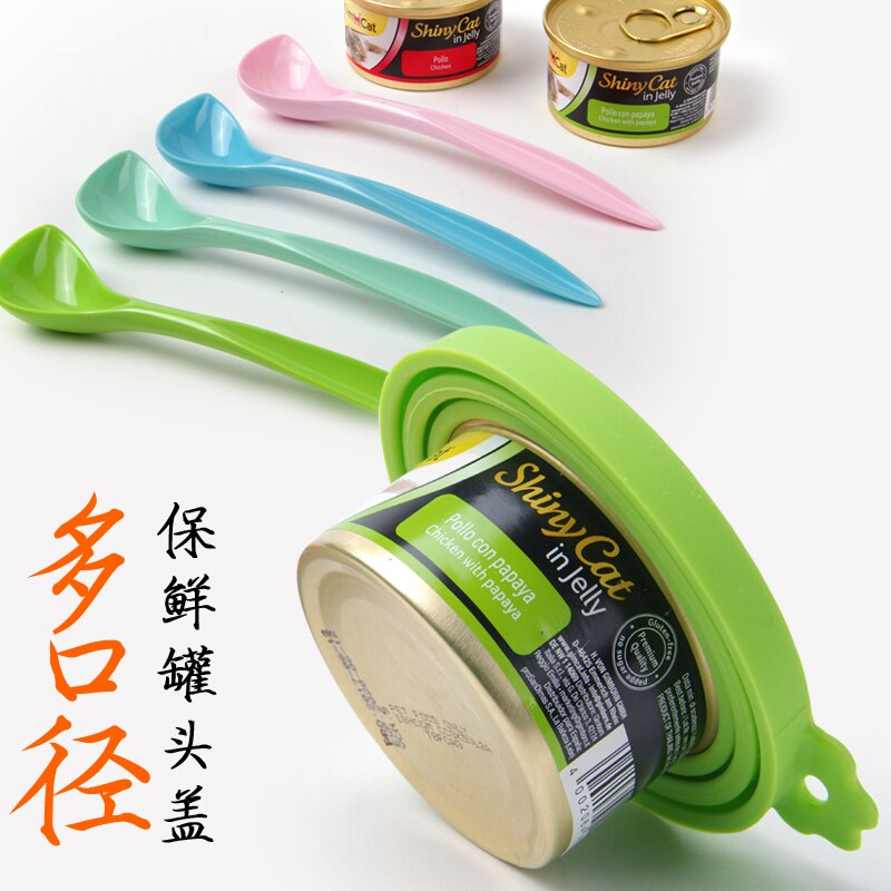 Hope pet cat can keep fresh silicone can lid wet cat food seal lid Cat Dog Food Spoon dog feeding spoon