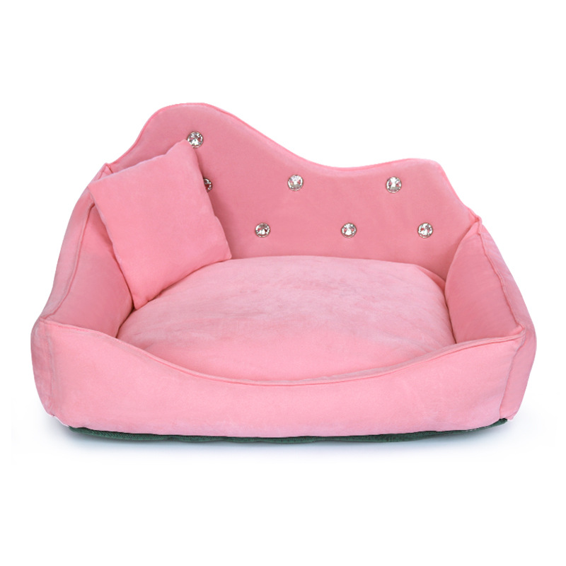 Luxury Dog Sofa Pink Gray Rhinestone Pet Bed Cover Mat Princess Cat Mats For Small Medium Puppy Animal Bedding Yorkshire