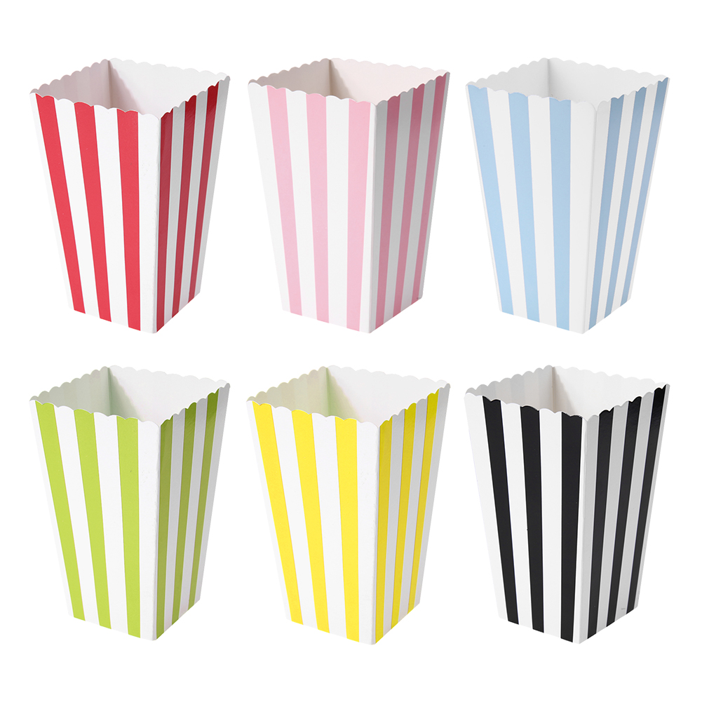 12 pcs Favor Candy Treat Popcorn Boxes for Wedding Party Supply Baby Shower striped fold popcorn box striped chicken rice flower