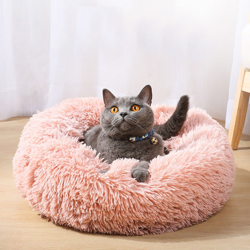 Cat Bed House Round Long Plush Super Soft Pet Dog Bed Winter Warm Sleeping Bag Puppy For Dogs Nest Products Cat Mat