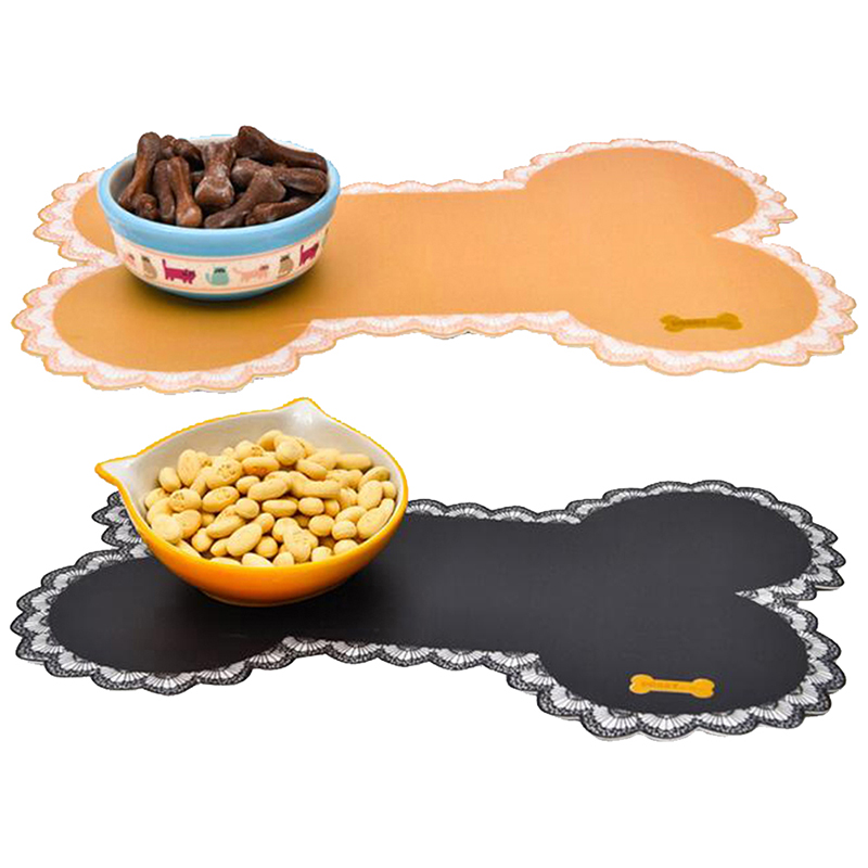 Easy Wipe Cleaning Pet Dogs Cats Bowl Mat Pad Pet Supplies Cute Bone Shape Food Contaier Water Bottle Feeding Placemat Puppy Bed