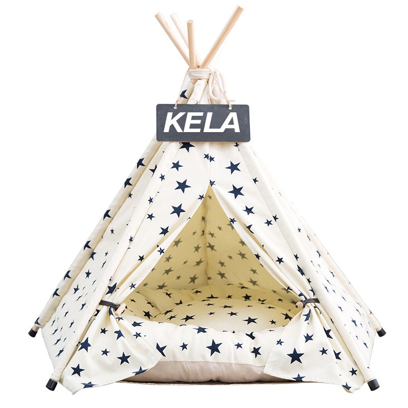 JORMEL 2019 Fashion Pet Teepee Tent Dog Cat Toy House Portable Washable Pet Bed Star Pattern Not Contain Mat