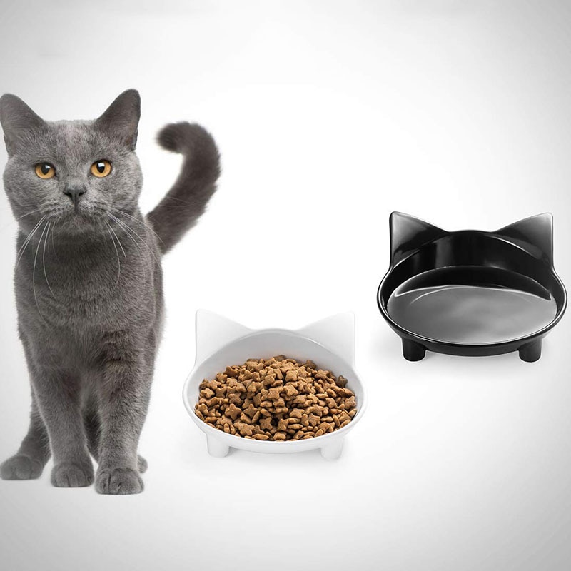 Pet Feeder Cat Bowl Shallow Cat Food Bowl Non Slip Dish Small Puppy Dog Wide Cat Water Bowls for Relief of Whisker Fatigue