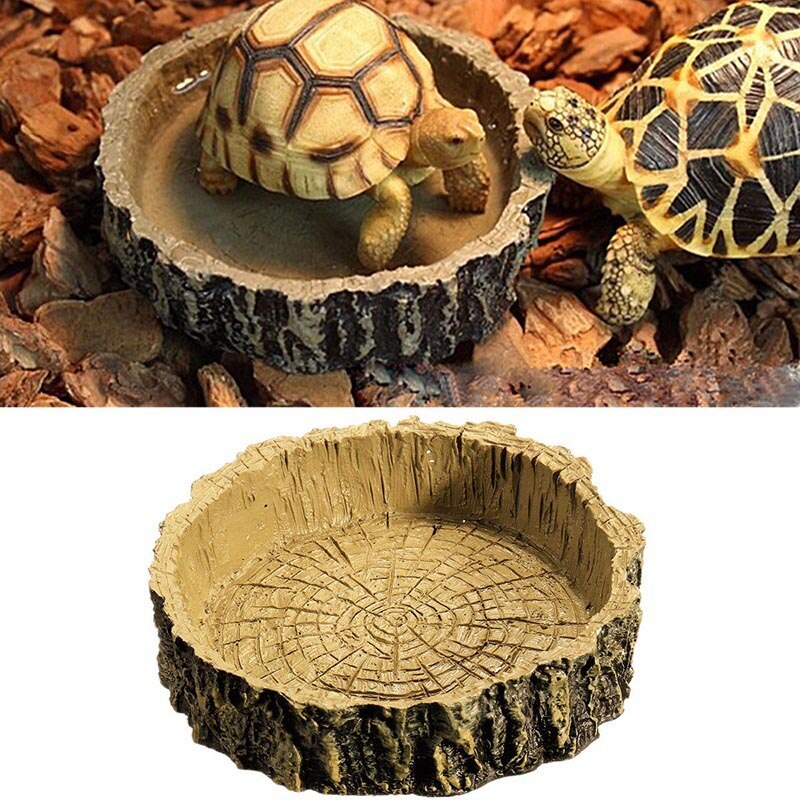 Pet Reptile Accessories Reptile Tortoise Water Dish Food Bowls Toy Amphibians Gecko Snakes cricke Lizard Simulation Resin Bowls
