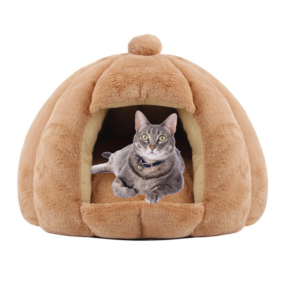 Warm Cat Bed Yurt Shape Puppy Dog Net Non-slip Pet Bed Semi-Enclosed Plush Autumn And Winter Bed For Small Dog Kennel Rabbits