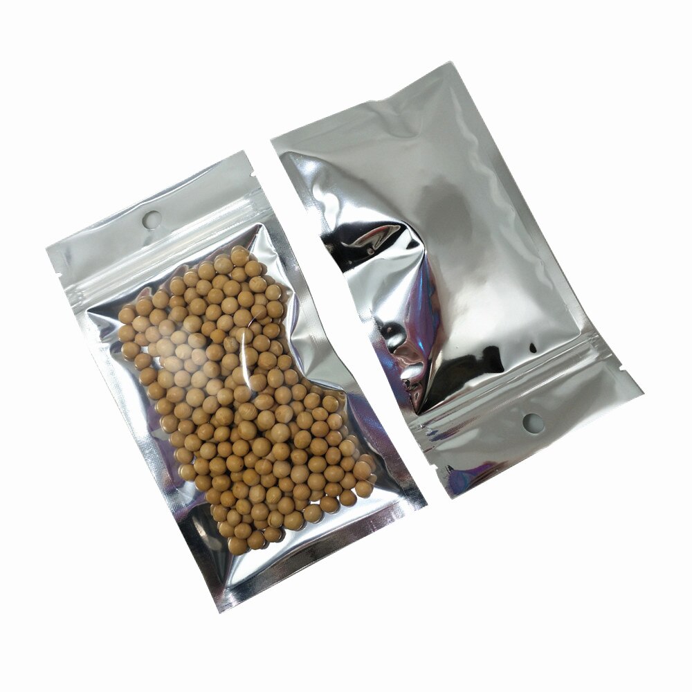 100pcs/Lot Aluminum Foil Bag Resealable Zip Lock Bag Bird Food Storage Bag Transparent Packaging Bags Plastic Bag With Hang Hole