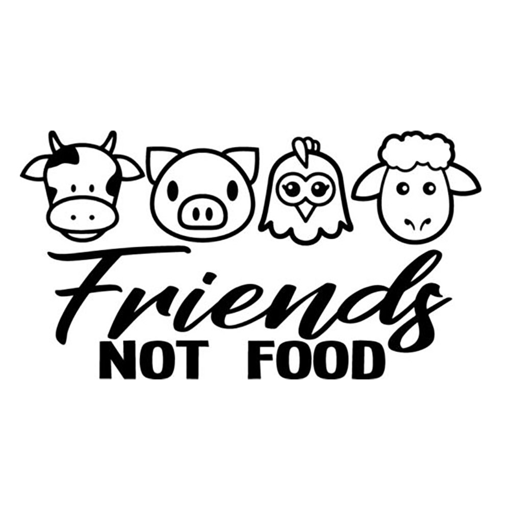 15 * 8.3cm Vegan friends no food cow chicken pork meat lamb decal window bumper vinyl car cover stickers
