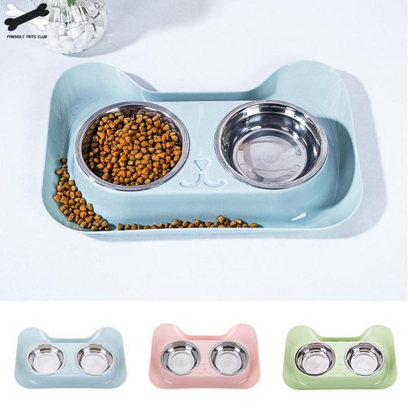 1Pc Durable Double Stainless Steel Dog Cat Bowls with Non-spill & Non-skid Design for Pet Food and Water Elevated Feeding 23