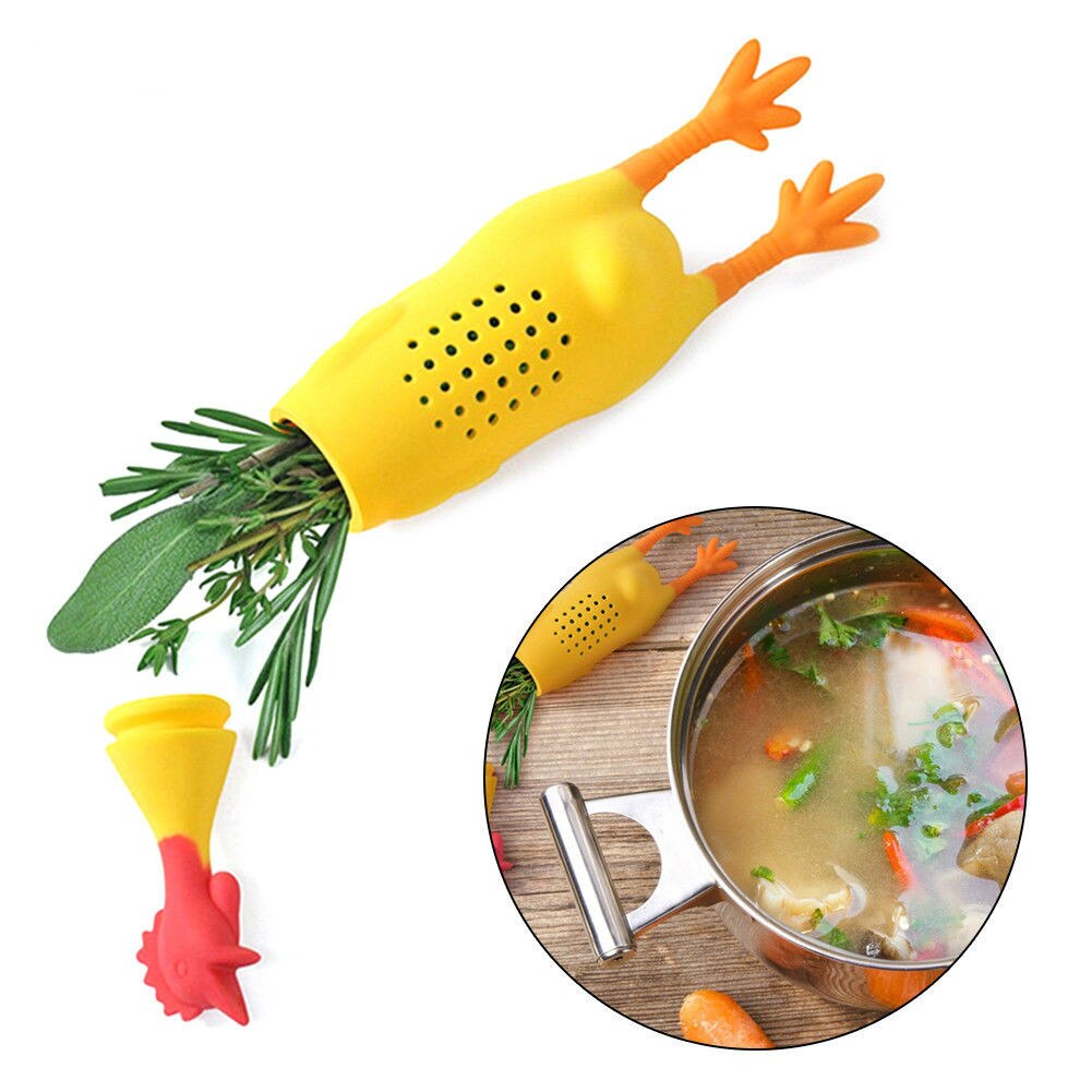 1pcs Creative Chicken Hen Herb Spice Infuser Food Grade Silicone Cock Rooster Seasoning Pot Condiment Container Filter Tools