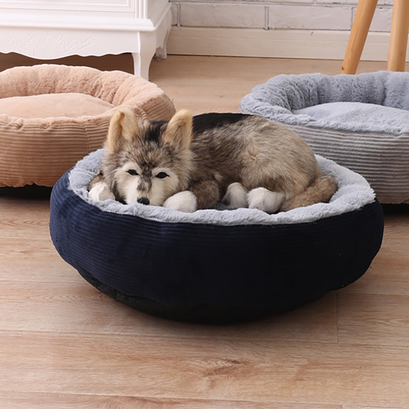 3 Colors Anti-scratch Winter Warm Pet Bed Kennel Dog Cat Soft Plush Nest Pet Bed - Navy