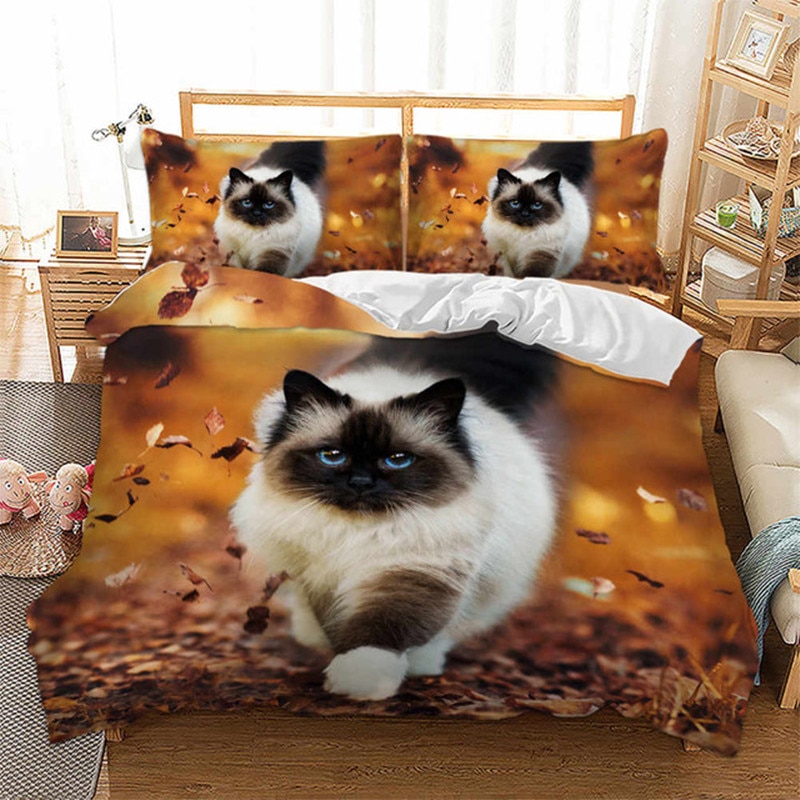 3D Animals Bedding Set Children Comfortable Bedclothes Cute Pet Cat Bed Linens Set US Twin EU Single AU Single Duvet Cover Set