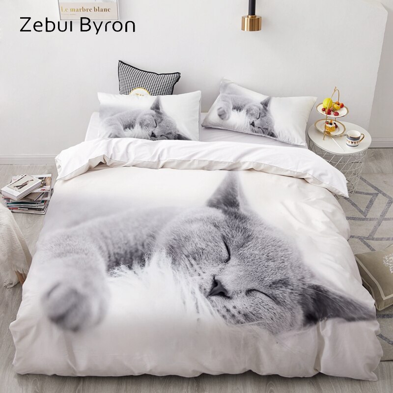 3D luxury Bedding Set Custom/King/Europe/USA,Duvet Cover Set,Quilt/Blanket Cover Set,Bed set Animal pet Lazy cat,drop ship