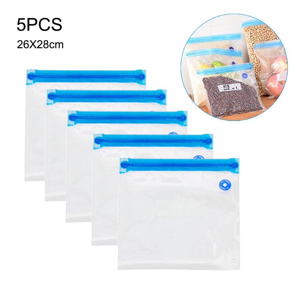 5 Pcs Reusable Silicone Food Storage Bags Preservation Freezer Bags Sandwiches, Bread, Bacon, Fish, Meat, Chicken Storage Bag