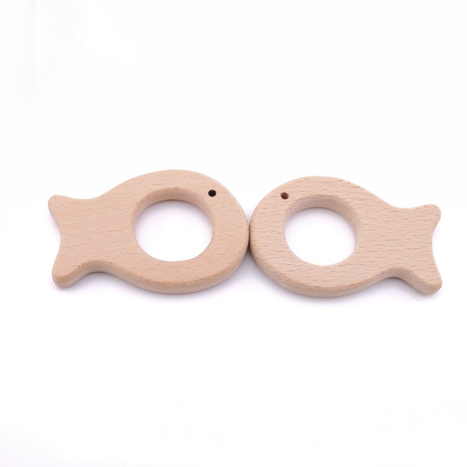 5pcs/lot DIY Organic Beech Unfinished Teething Toy Fish pendent Wood Food Grade Eco-friendly Handcrafted Toddler Toys Teethers