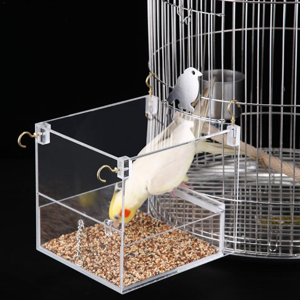 Automatic Bird Feeder Acrylic Automatic Parrot Feeders Seed Food Container Hanging Feeder Bird Cage Accessories