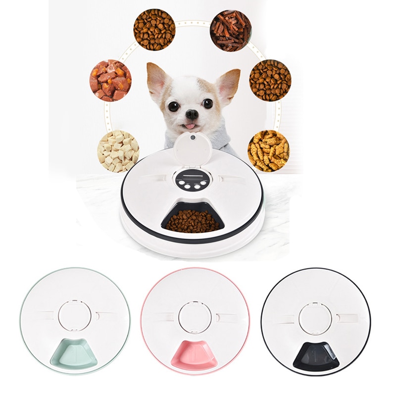 Automatic Pet Feeder Timing Feeder 6 Meals 6 Grids Cat Dog Electric Dry Food Dispenser Dish Feed 24 Hours Timer Pet Supplies
