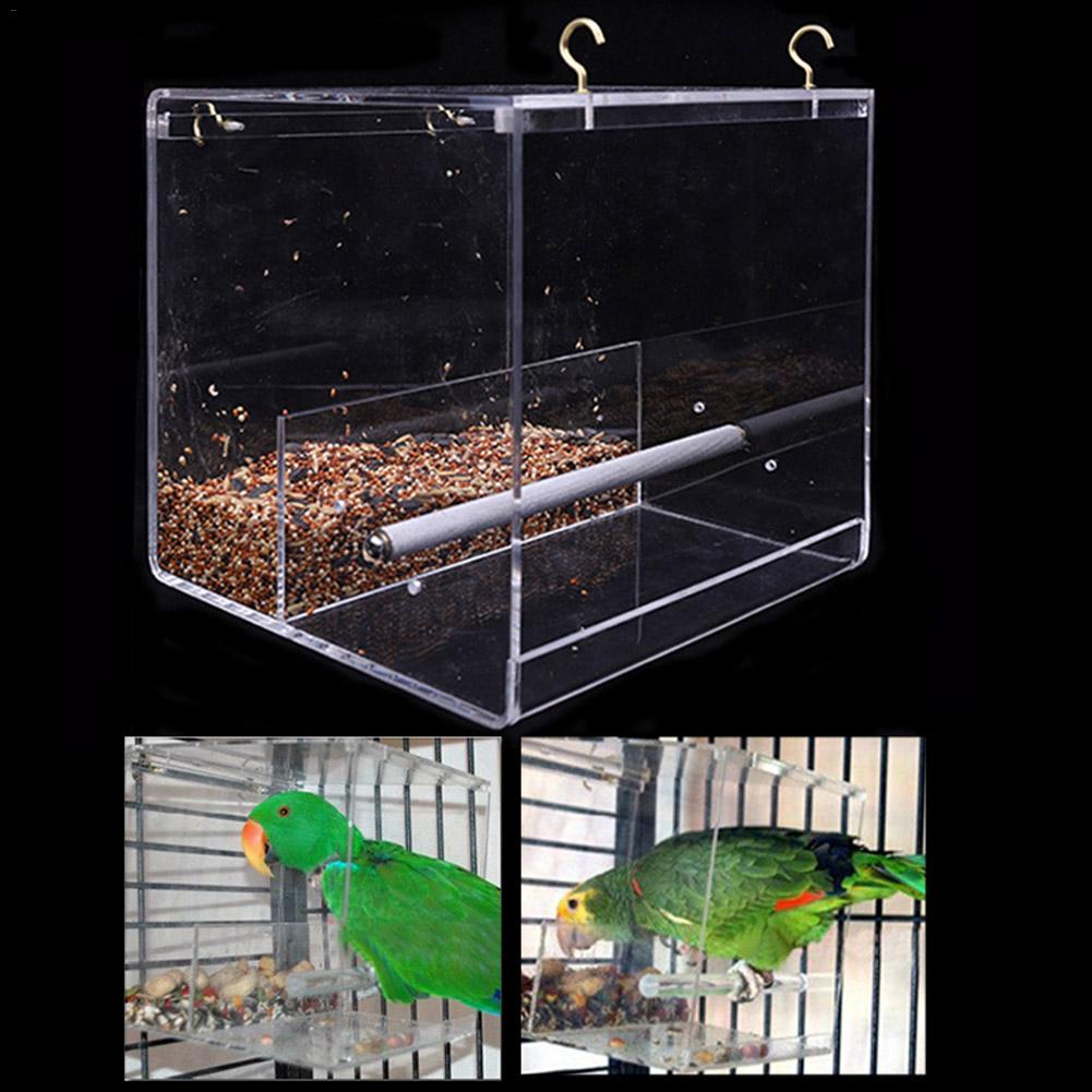 Bird Feeder Acrylic Automatic Parrot Feeder No Mess Feeding Device Seed Food Container For Small Medium Sized Birds Dropshipping