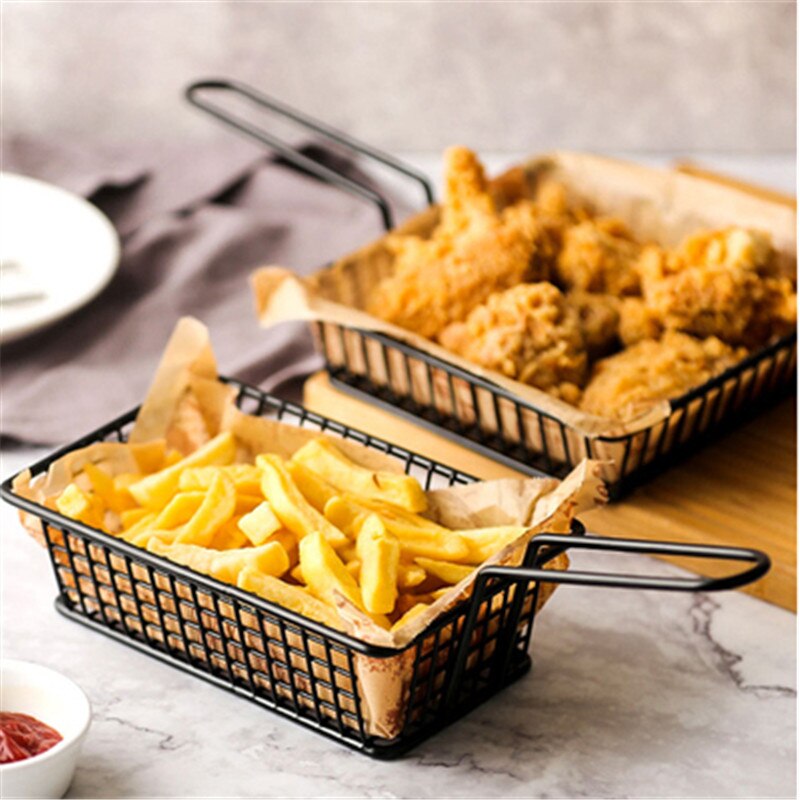 Creative stainless steel snack plate fried food fried fish fish chicken wings legs basket dish Western restaurant fries