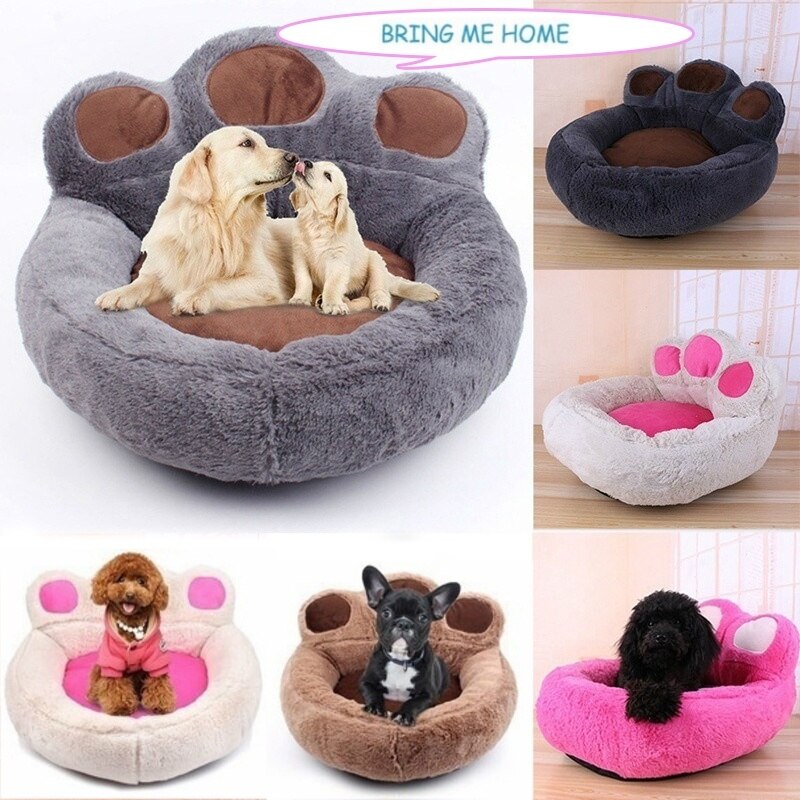 Cute Winter Warm Fleece Dog Bed Round Small Medium Large Dog Beds Extra Large Pet Plush Mats Soft Bear Paw Shaped Cats House