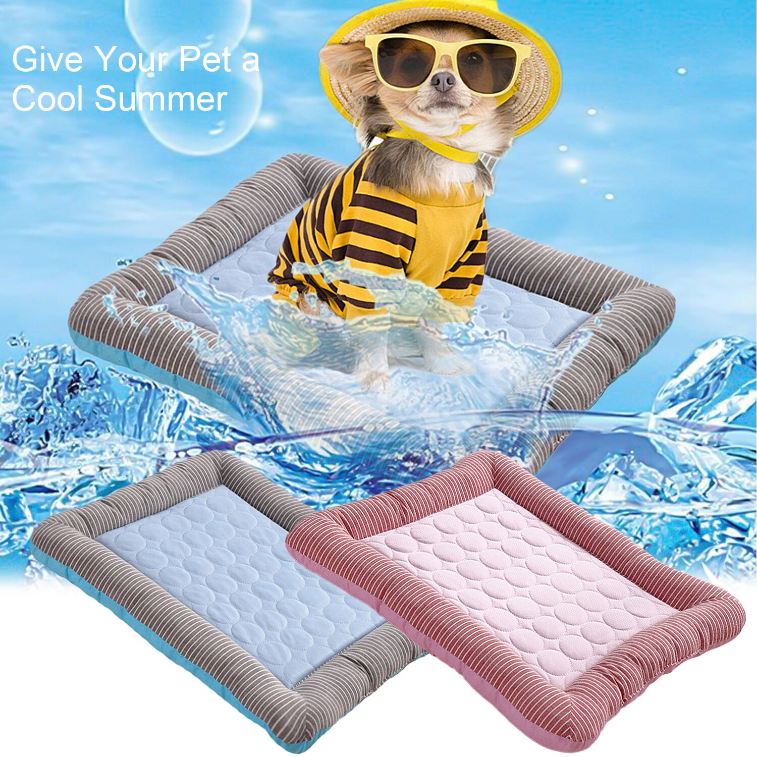 Dog Cooling Bed Summer Breathable Sleeping Cool Ice Pad Mat Cushion for Small Pet Dog Cat Puppy 54 x 43cm