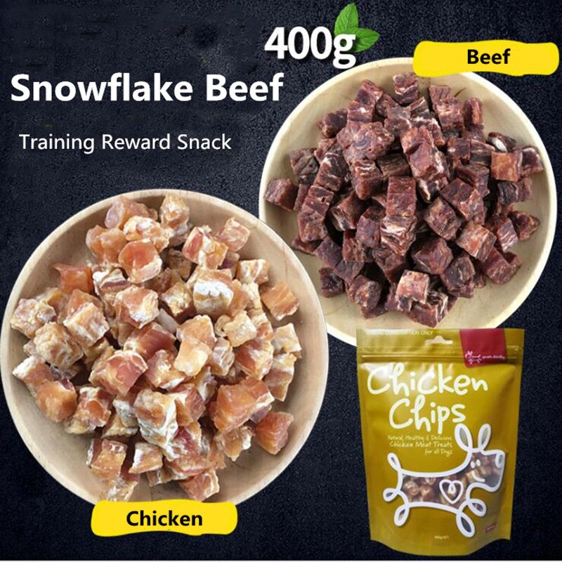 Dog Snacks Snowflake Beef Pure Meat Pet Snacks Marbled Beef Chicken Small Bits High Protein and Low Fat Pet Training Reward Food