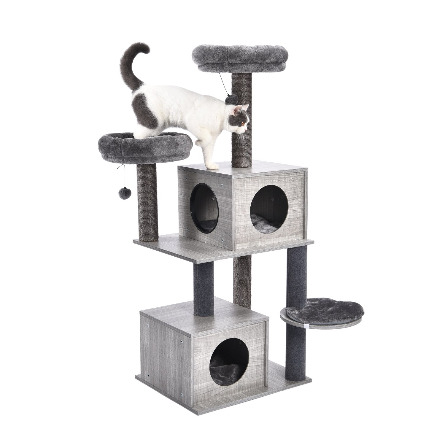 Essentials Cat Furniture Cat Tree Cat Tower with Sisal Scratching Posts Hammock Perch Cat Bed Platform Dangling Ball