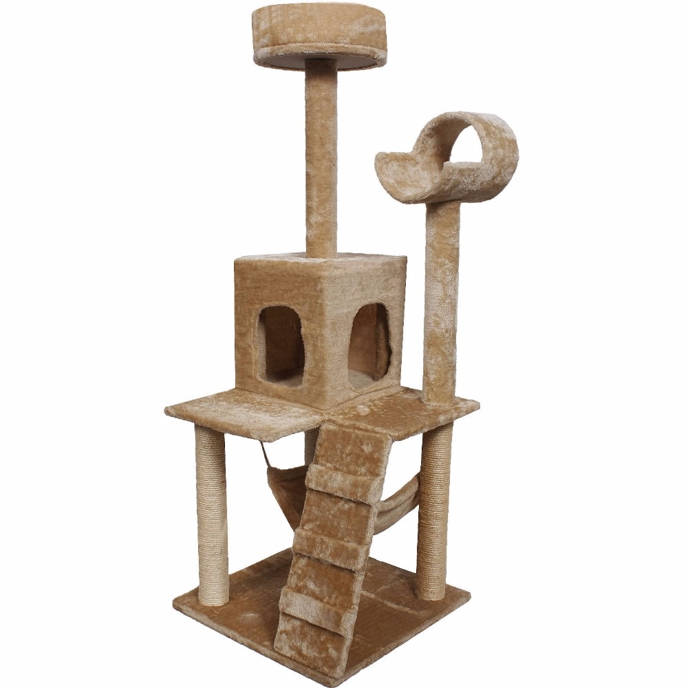 Goplus 52" Cat Kitty Tree Tower Condo Furniture Scratch Post Pet Home Bed Beige PS5187BE