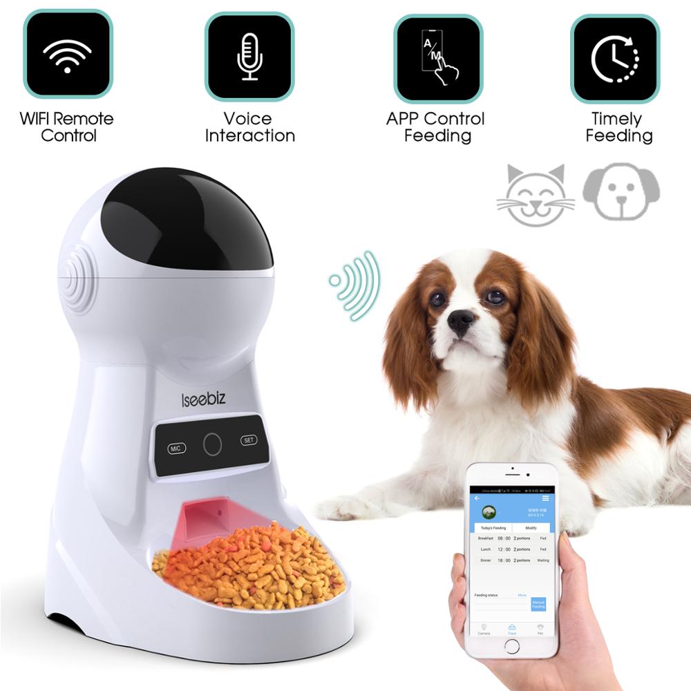 Iseebiz Automatic Cat Feeder Pet Feeder 3L Food Dispenser for Medium and Large Cats Dogs with Wi-Fi Programmable Recorder