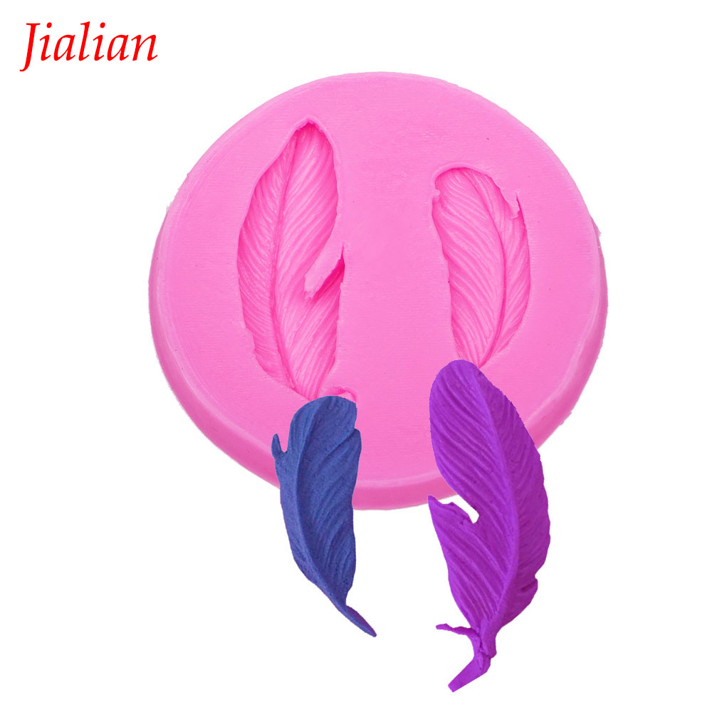 Jialian New Food-grade Silicone Mold 3D bird Feathers Fondant Cake pop recipe Decorating Tools FT-0780