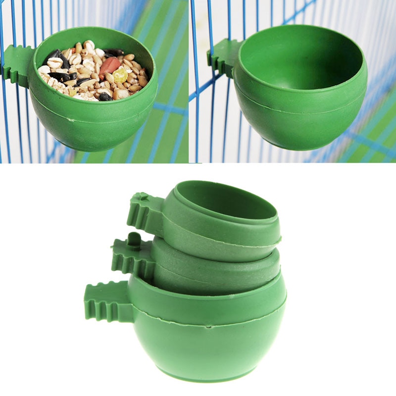 Mini Parrot Food Water Bowl Feeder Plastic Pigeons Birds Cage Sand Cup Feeding