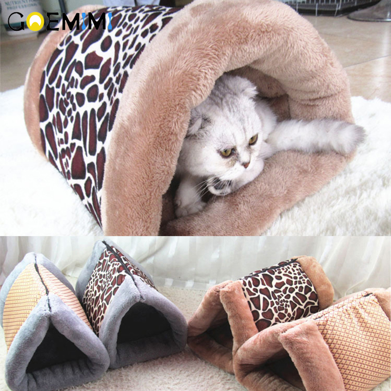 New Pet Cat Bed Tunnel Fleece Tube Indoor Cushion Mats Pyramid Pad For Dog Puppy Kitten Kennel Lovely Cat Bed Sleeping Houses