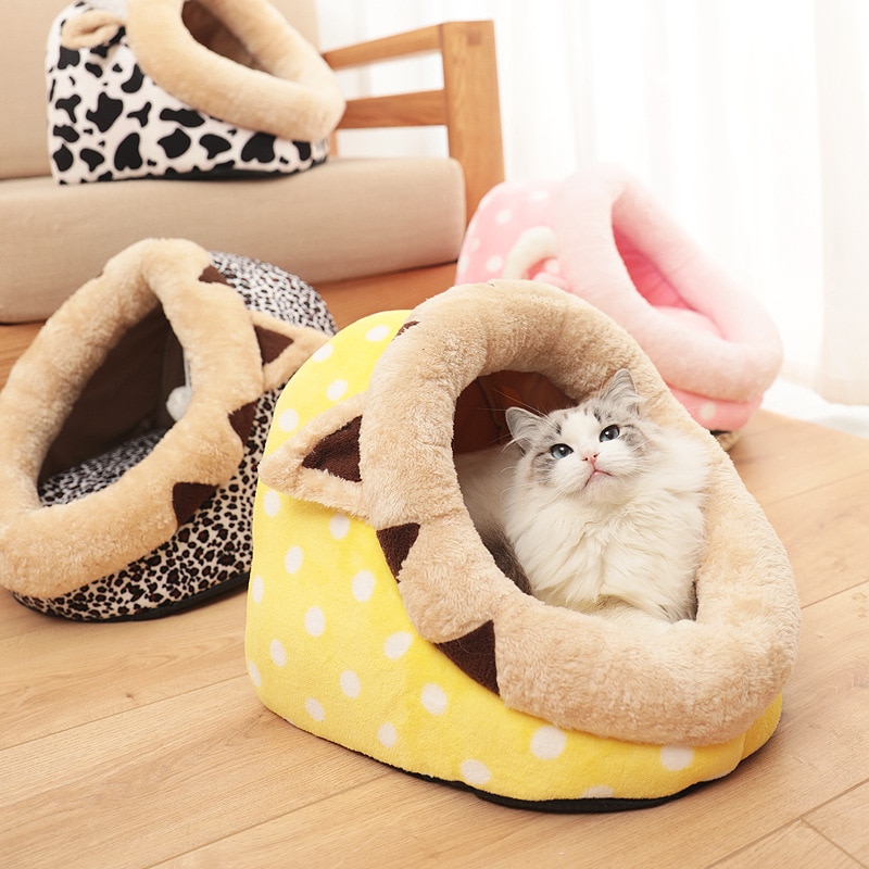 Pet Cat Bed Indoor Kitten House For Cat Warm Small Dogs Bed Nest Cat Cave Cute Sleeping Mats Cats Pet Products All Seasons