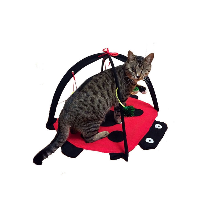Pet Cat Bed Play Tent Toys Mobile Activity Playing Pad Blanket House Furniture With Ball