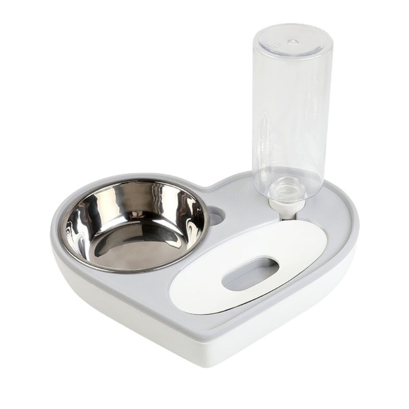 Pet Dog Cat Water Food Bowl Set No-Spill Detachable Automatic Water Dispenser M0XD