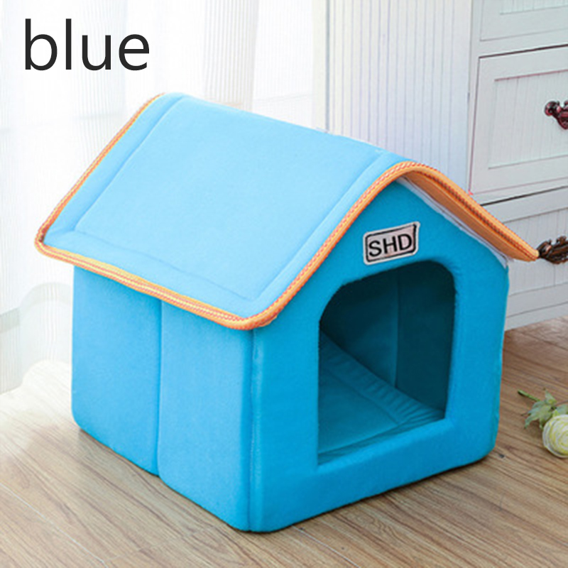 Pet Dog House Foldable Bed With Mat Soft Winter Leopard Dog Puppy Sofa Cushion House Kennel Nest Dog Cat Bed Small Medium Dogs