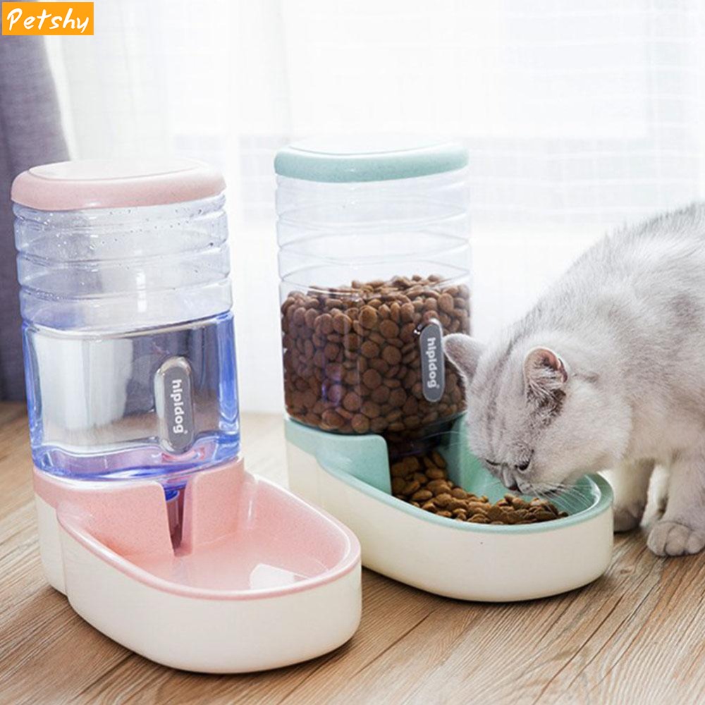 Petshy 3.8L Pet Cat Automatic Feeders Plastic Dog Water Bottle Large Capacity Food Water Dispenser Cats Dogs Feeding Bowls