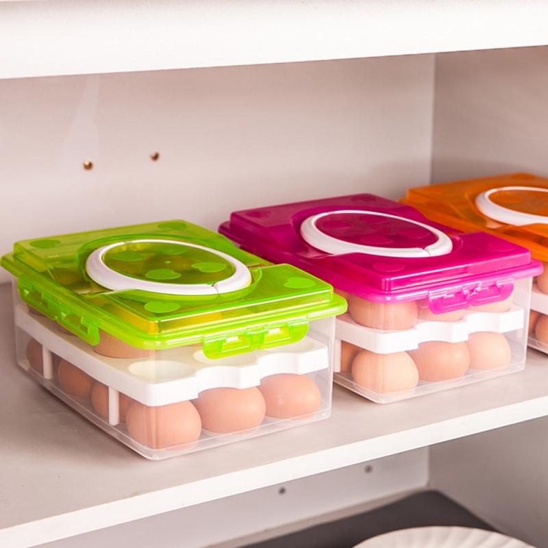 Portable Two Layer Plastic 24 Grid Eggs Food Container Organizer Chicken Egg Holder Storage Boxes Carrier Case Multifunctional